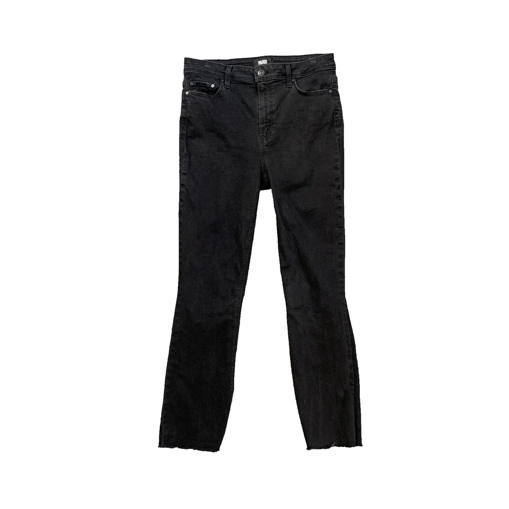 Paige Jeans Womens 30 Faded Black Claudine Ankle Raw Hem High Rise Skinny Ankle